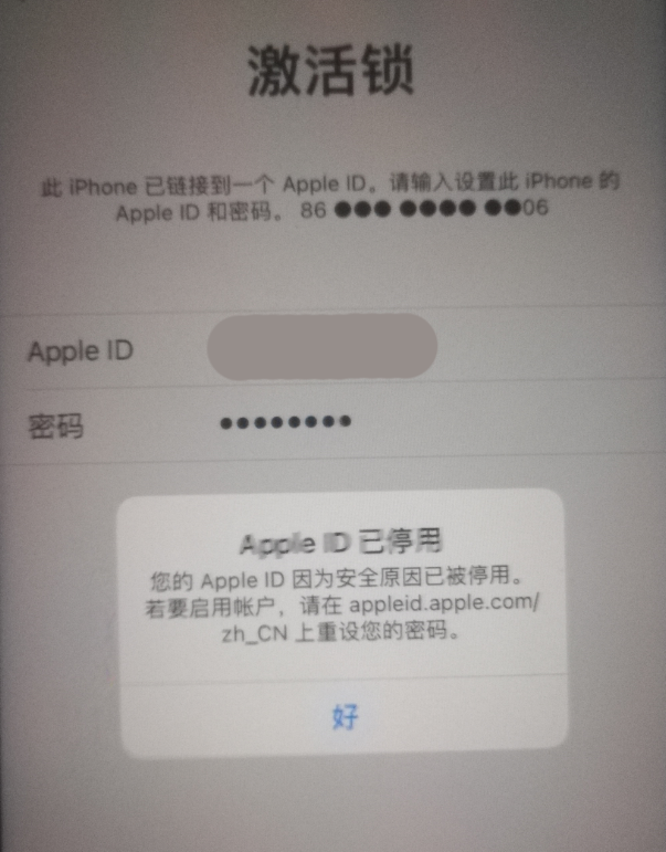 汝南苹果手机维修分享iPhone 12 出现提示“Apple ID 已停用”怎么办 